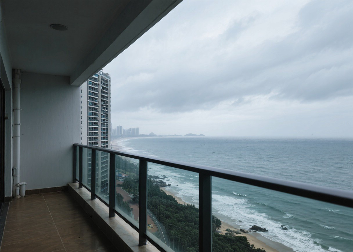 深圳沿海高层住宅阳台与台风季天空