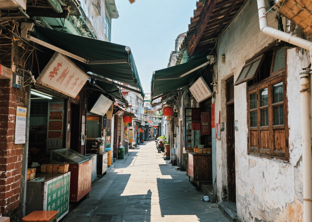 佛山货运干道旁的住宅与远处厂区